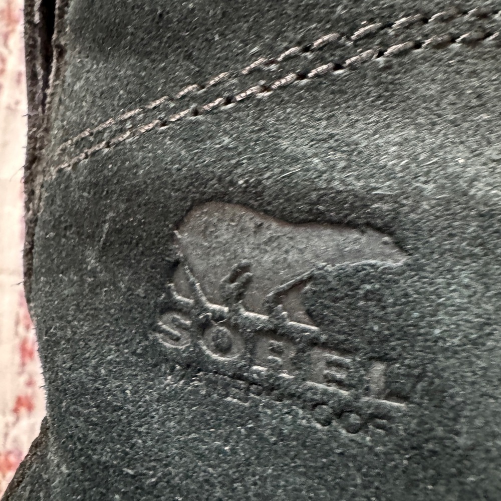 Sorel Black Suede Winter Boots Faux Fur Trim Lace Up Size 7.5 - Picture 5 of 8